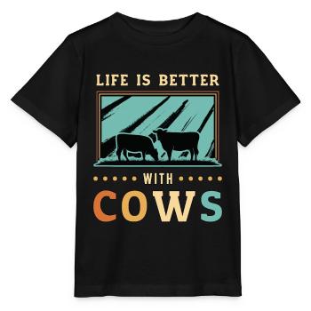 La vie des éleveurs de bétail est meilleure avec le bétail des vaches - T-shirt bio MINI CREATOR Stanley/Stella Enfant - noir - Devant - Mikhail (115cm)
