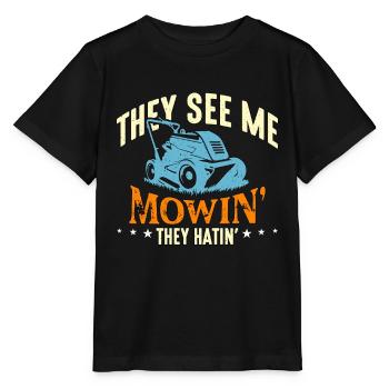 Tondeuse, ils me voient tondre, ils détestent tondre la pelouse - T-shirt bio MINI CREATOR Stanley/Stella Enfant - noir - Devant - Mikhail (115cm)