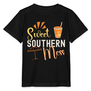 Sweet Tea Sweet Southern Mess Loves Southern Food - Stanley/Stella MINI CREATOR Kids’ T-Shirt - black - Front - Mikhail (115cm)