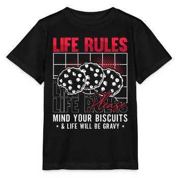 Biscuits et sauce Règles de vie s’il vous plaît amateur de sauce - T-shirt bio MINI CREATOR Stanley/Stella Enfant - noir - Devant - Mikhail (115cm)