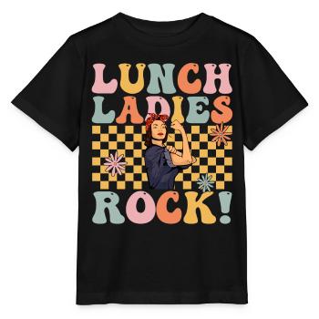 Groovy Cafeteria Worker Lunch Lady - Stanley/Stella MINI CREATOR Kids’ T-Shirt - black - Front - Mikhail (115cm)