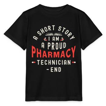 Technicien en pharmacie Une petite histoire Je suis technicien - T-shirt bio MINI CREATOR Stanley/Stella Enfant - noir - Devant - Mikhail (115cm)