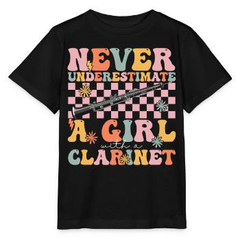 Groovy Clarinet Girl Clarinette Joueur de clarinette - T-shirt bio MINI CREATOR Stanley/Stella Enfant - noir - Devant - Mikhail (115cm)