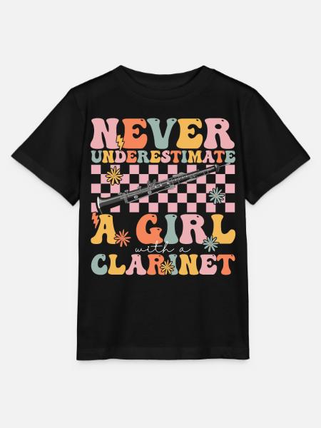 Groovy Clarinet Girl Clarinette Joueur de clarinette - T-shirt bio MINI CREATOR Stanley/Stella Enfant - noir