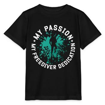 Freediving My Passion My Freediver Apnea Diving - Stanley/Stella Kinder T-Shirt MINI CREATOR  - Schwarz - Vorne - Mikhail (115cm)