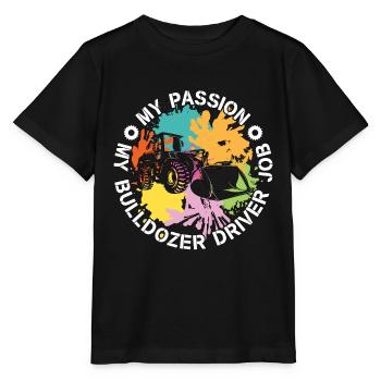 Conducteur de bulldozer Ma passion Mon camion bulldozer - T-shirt bio MINI CREATOR Stanley/Stella Enfant - noir - Devant - Mikhail (115cm)