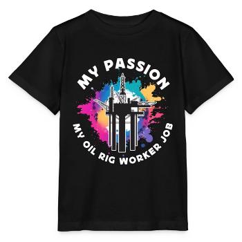 Ouvrier de plate-forme pétrolière Ma passion Mon industrie pétrolière Champ pétrolifère - T-shirt bio MINI CREATOR Stanley/Stella Enfant - noir - Devant - Mikhail (115cm)