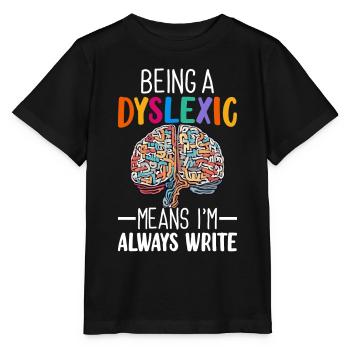 Funny Dyslexia Awareness - Stanley/Stella MINI CREATOR Kids’ T-Shirt - black - Front - Mikhail (115cm)