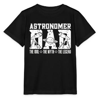 Astronome Papa L’Idole Le Mythe L’Astrophysique - T-shirt bio MINI CREATOR Stanley/Stella Enfant - noir - Devant - Mikhail (115cm)
