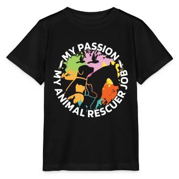 Sauveteur d’animaux Ma passion Mon amoureux des refuges pour animaux - T-shirt bio MINI CREATOR Stanley/Stella Enfant - noir - Devant - Mikhail (115cm)