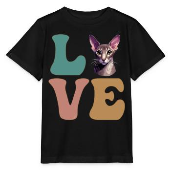 Orientalisch Kurzhaar Katze - Stanley/Stella Kinder T-Shirt MINI CREATOR  - Schwarz - Vorne - Mikhail (115cm)