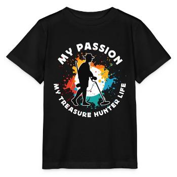 Chasseur de trésors Ma passion Mon détecteur de trésors - T-shirt bio MINI CREATOR Stanley/Stella Enfant - noir - Devant - Mikhail (115cm)