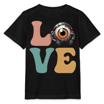 Weirdcore Robot Cyborg Cyber Eyeball Creepy - Stanley/Stella MINI CREATOR Kids’ T-Shirt - black - Front - Mikhail (115cm)