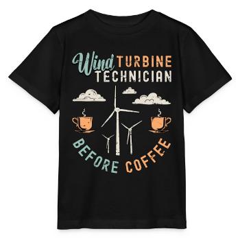 Wind Turbine Technician Before Windmill Coffee - Stanley/Stella Kinder T-Shirt MINI CREATOR  - Schwarz - Vorne - Mikhail (115cm)