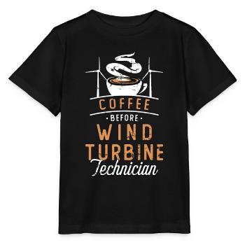 Wind Turbine Tech Coffee Moulin à vent amateur de café - T-shirt bio MINI CREATOR Stanley/Stella Enfant - noir - Devant - Mikhail (115cm)