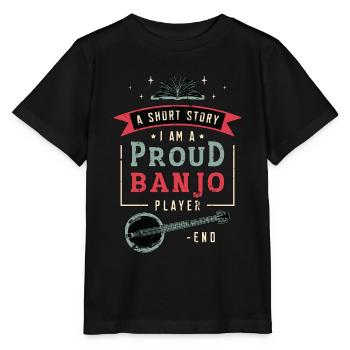 Joueur de banjo Une histoire courte Je suis un amateur de musique folklorique - T-shirt bio MINI CREATOR Stanley/Stella Enfant - noir - Devant - Mikhail (115cm)