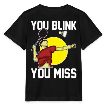 Funny badminton player - Stanley/Stella MINI CREATOR Kids’ T-Shirt - black - Front - Mikhail (115cm)