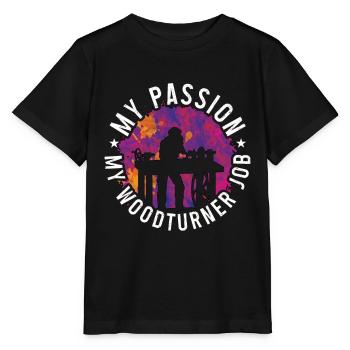 Tourneur sur bois Ma passion Mon métier de tourneur sur bois Menuisier - T-shirt bio MINI CREATOR Stanley/Stella Enfant - noir - Devant - Mikhail (115cm)