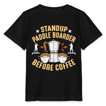 StandUp Paddle Boarder Before Paddleboard Coffee - Stanley/Stella MINI CREATOR Kids’ T-Shirt - black - Front - Mikhail (115cm)