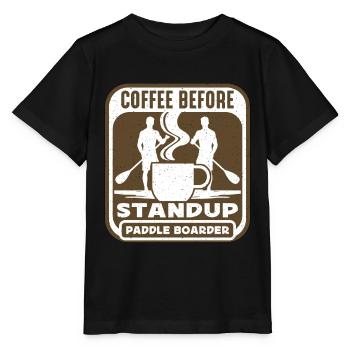 StandUp Paddle Boarder Coffee Water Sports Coffee - Stanley/Stella MINI CREATOR Kids’ T-Shirt - black - Front - Mikhail (115cm)