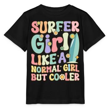 Surfing Girl Female Surfer - Stanley/Stella MINI CREATOR Kids’ T-Shirt - black - Front - Mikhail (115cm)