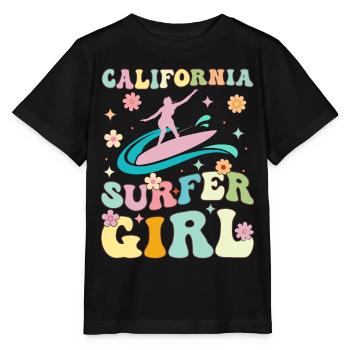 Groovy Surfing Girl Surfer - Stanley/Stella MINI CREATOR Kids’ T-Shirt - black - Front - Mikhail (115cm)