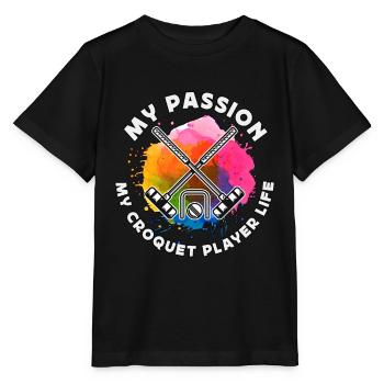 Joueur de croquet Ma passion Maillet de joueur de croquet - T-shirt bio MINI CREATOR Stanley/Stella Enfant - noir - Devant - Mikhail (115cm)