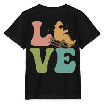 LOVE Schlittenfahrt Schlitten - Stanley/Stella Kinder T-Shirt MINI CREATOR  - Schwarz - Vorne - Mikhail (115cm)