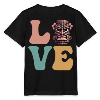 LOVE Tiki Luau Hawaii Tiki Masque - T-shirt bio MINI CREATOR Stanley/Stella Enfant - noir - Devant - Mikhail (115cm)