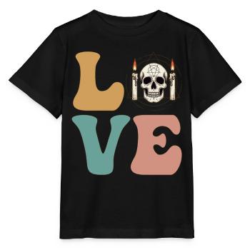 LOVE Witchcraft Witch Wiccan Occult Skull - Stanley/Stella MINI CREATOR Kids’ T-Shirt - black - Front - Mikhail (115cm)