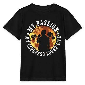 Amateur d’espresso Ma passion Ma cafetière Barista - T-shirt bio MINI CREATOR Stanley/Stella Enfant - noir - Devant - Mikhail (115cm)