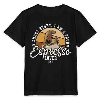 Amateur d’espresso Une histoire courte Je suis une cafetière - T-shirt bio MINI CREATOR Stanley/Stella Enfant - noir - Devant - Mikhail (115cm)