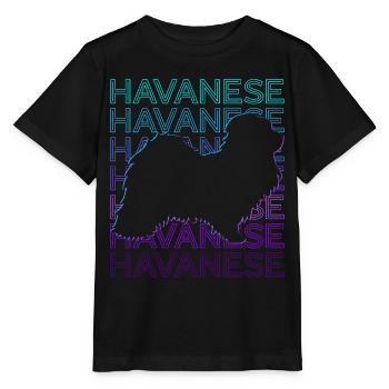 Chien bichon havanais rétro - T-shirt bio MINI CREATOR Stanley/Stella Enfant - noir - Devant - Mikhail (115cm)