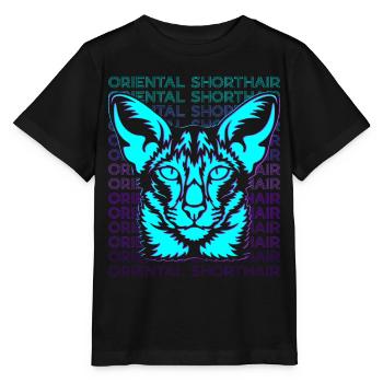 Orientalisch Kurzhaar Katze Retro - Stanley/Stella Kinder T-Shirt MINI CREATOR  - Schwarz - Vorne - Mikhail (115cm)