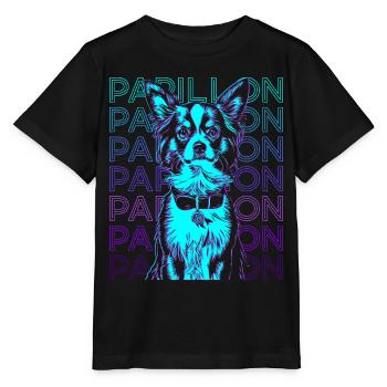 Papillon Hund Retro - Stanley/Stella Kinder T-Shirt MINI CREATOR  - Schwarz - Vorne - Mikhail (115cm)