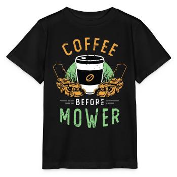 Mower Coffee Before Mower Lawn Ranger Coffee Lover - Stanley/Stella MINI CREATOR Kids’ T-Shirt - black - Front - Mikhail (115cm)