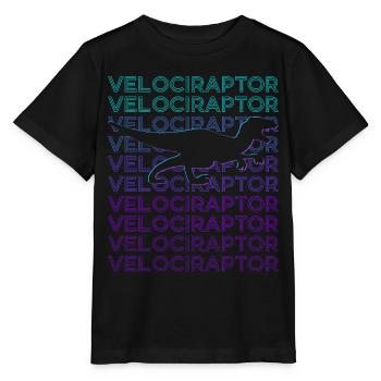Velociraptor Dinosaure Rétro - T-shirt bio MINI CREATOR Stanley/Stella Enfant - noir - Devant - Mikhail (115cm)