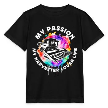 Harvester Lover My Passion My Harvester Farmer - Stanley/Stella Kinder T-Shirt MINI CREATOR  - Schwarz - Vorne - Mikhail (115cm)