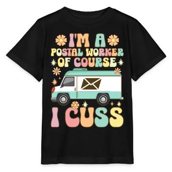 Je suis un postier Je gronde les postiers - T-shirt bio MINI CREATOR Stanley/Stella Enfant - noir - Devant - Mikhail (115cm)
