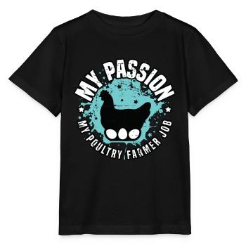 Aviculteur Ma Passion Mon Poulailler Volaille - T-shirt bio MINI CREATOR Stanley/Stella Enfant - noir - Devant - Mikhail (115cm)