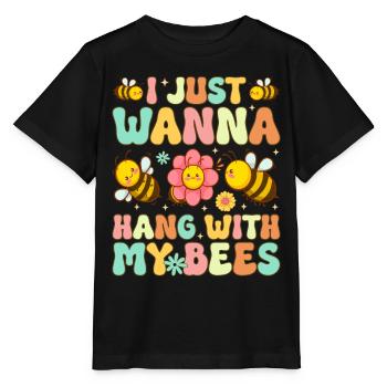 Ich will nur mit meinen Bienen abhängen Lustiger I - Stanley/Stella Kinder T-Shirt MINI CREATOR  - Schwarz - Vorne - Mikhail (115cm)
