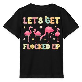 Funny Flamingo Flock Let's Blow Up - Stanley/Stella MINI CREATOR Kids’ T-Shirt - black - Front - Mikhail (115cm)