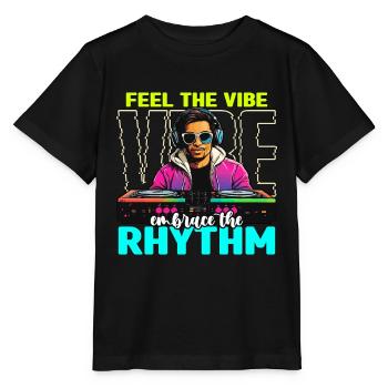 Disc Jockey Feel The Vibe Turntable Disc Jockeys - Stanley/Stella Kinder T-Shirt MINI CREATOR  - Schwarz - Vorne - Mikhail (115cm)