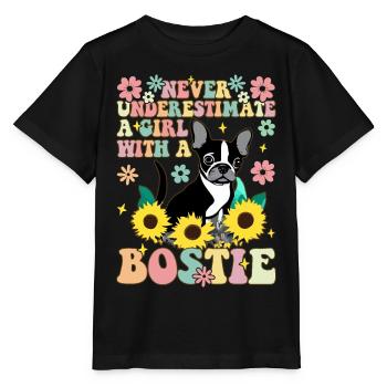 Never underestimate a girl with a bo - Stanley/Stella MINI CREATOR Kids’ T-Shirt - black - Front - Mikhail (115cm)