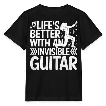 La vie est plus belle avec Invisible Guitar Air - T-shirt bio MINI CREATOR Stanley/Stella Enfant - noir - Devant - Mikhail (115cm)
