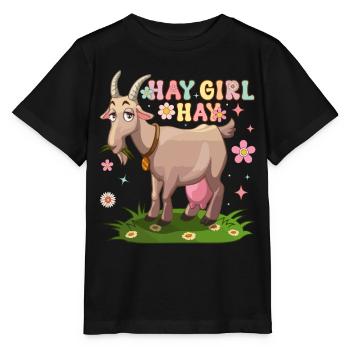 Heumädchen Heu Groovy Ziegenmädchen Landwirt - Stanley/Stella Kinder T-Shirt MINI CREATOR  - Schwarz - Vorne - Mikhail (115cm)