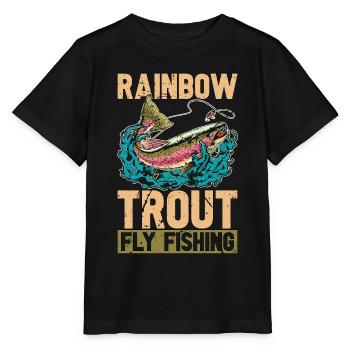 Pêche à la truite Tournoi de pêche à la mouche à la truite arc-en-ciel - T-shirt bio MINI CREATOR Stanley/Stella Enfant - noir - Devant - Mikhail (115cm)