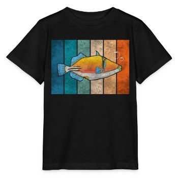 Humuhumunukunukuapua'a Hawaiianischer Riff-Drücker - Stanley/Stella Kinder T-Shirt MINI CREATOR  - Schwarz - Vorne - Mikhail (115cm)