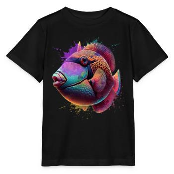 Humuhumunukunukuapua'a Hawaiianischer Riff-Drücker - Stanley/Stella Kinder T-Shirt MINI CREATOR  - Schwarz - Vorne - Mikhail (115cm)