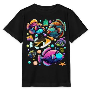 Humuhumunukunukuapua'a Hawaiianischer Riff-Drücker - Stanley/Stella Kinder T-Shirt MINI CREATOR  - Schwarz - Vorne - Mikhail (115cm)